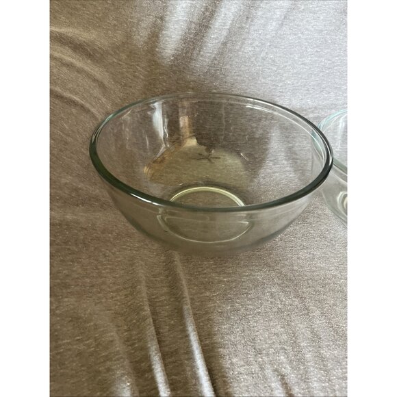 Vintage Mixing Serving Clear Glass Bowl Made in Mexico 8” & 9" Lot of 2 Heavy - Picture 2 of 11
